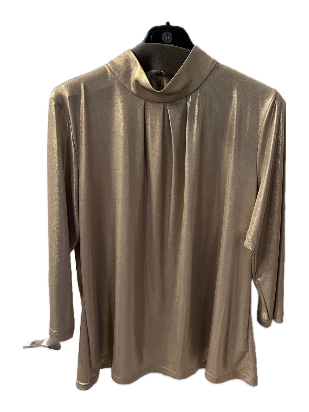 Doncaster Metallic Gold Mock Neck Blouse